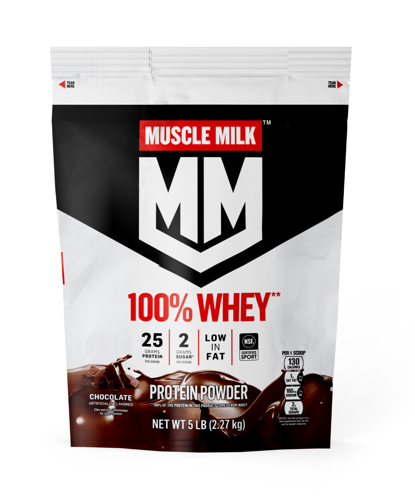 Muscle Milk 100% Whey - Chocolate - 5 lb - PDP Hero 2