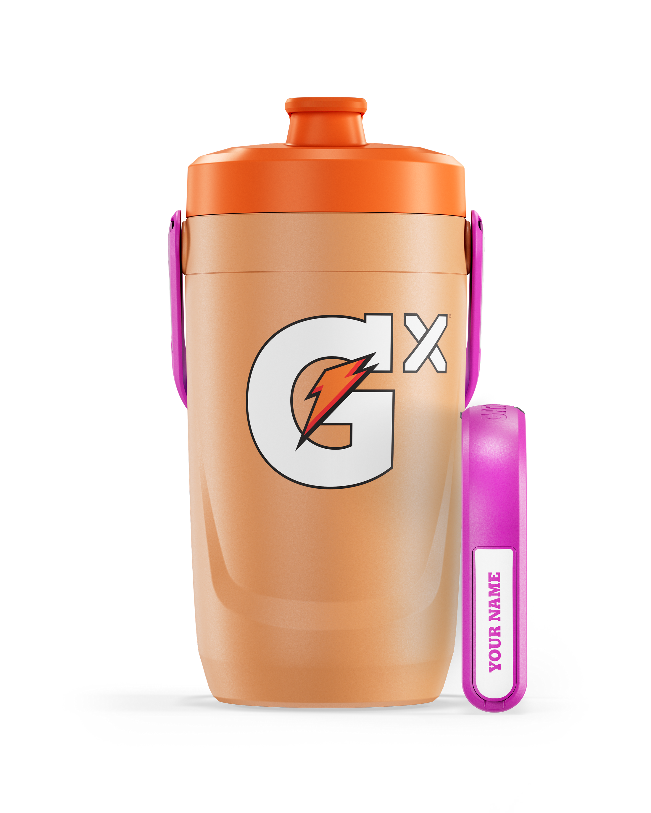 Jug in peach with purple handle